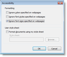 The Accessibility dialog box